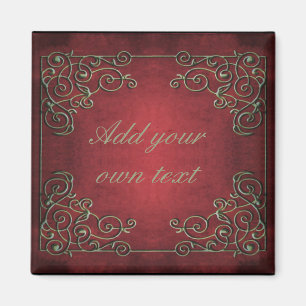 Vintage Antique Ornate Red Gold Personalised Magnet