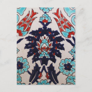 VINTAGE antique Ottoman Turkish tile TULIP Postcard