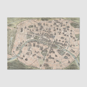 Vintage Antique Paris Street Map Tissue Paper