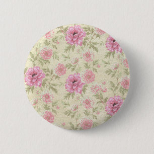 Vintage Antique Pink Rose Floral botanical  6 Cm Round Badge