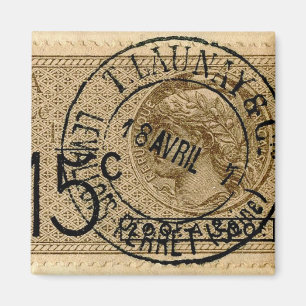 Vintage Antique Postage Stamp Print Magnet