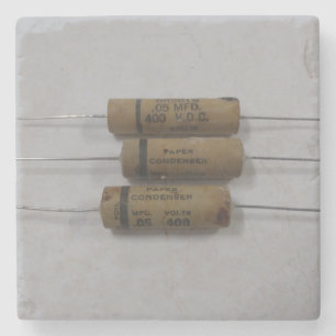 Vintage Antique Radio Capacitors Stone Coaster