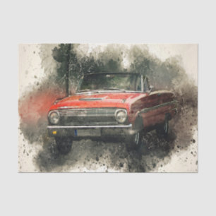 Vintage Antique Red Car Decoupage Tissue Paper