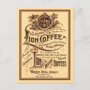 Vintage antique restored Lion Coffee advertising Postcard