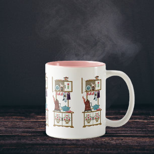 Vintage Antique Retro Kitchen Stove Coffee Pot Two-Tone Coffee Mug