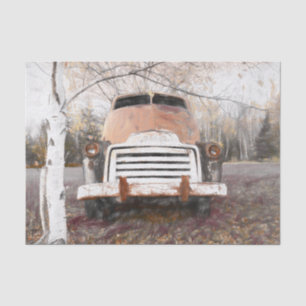 Vintage Antique Retro Rustic Autumn Truck Sketch Tissue Paper