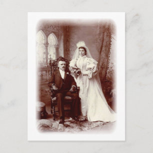 Vintage Antique Romantic Bride and Groom Photos Postcard