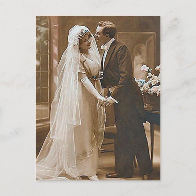Vintage Antique Romantic Bride and Groom Photos Postcard (Front)