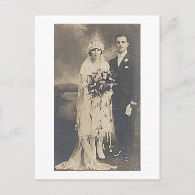 Vintage Antique Romantic Bride and Groom Photos Postcard (Front)