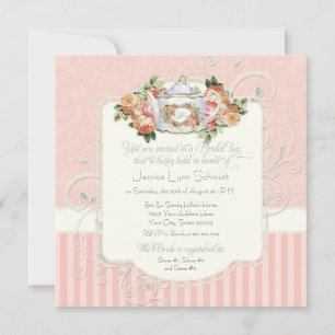 Vintage Antique Roses Floral Bouquet Modern Swirls Invitation