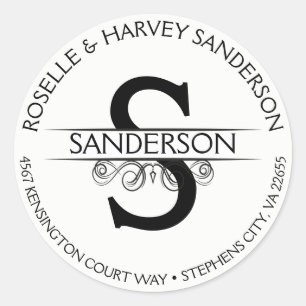 Vintage Antique Round Circular Name and Address Classic Round Sticker