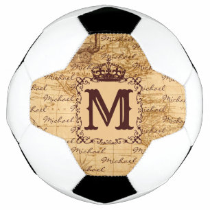 Vintage antique royal king world map rustic   soccer ball