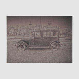 Vintage Antique Rustic Dark Sepia Classic Car Tissue Paper
