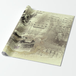 Vintage Antique Sepia Beige Black Sheet Music Wrapping Paper