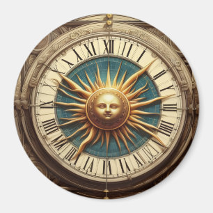 Vintage Antique Sundial Magnetic Button / Fr Magnet
