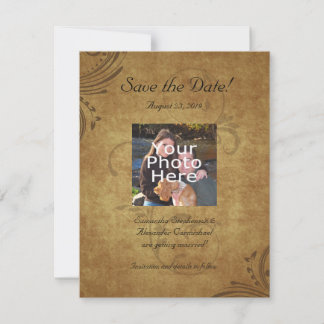 Vintage Antique Teastain Swirl Save the Date Photo