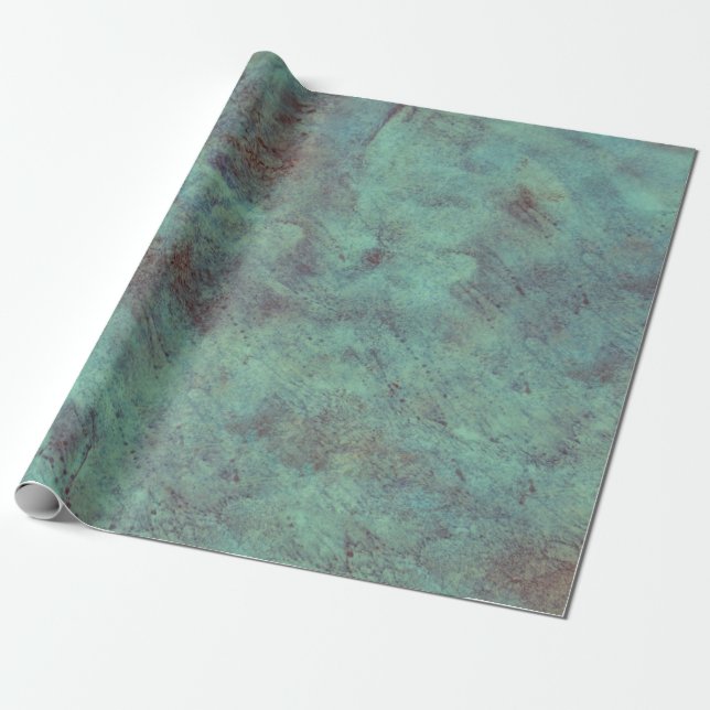 Vintage Antique Textured Teal Brown Decoupage Wrapping Paper (Unrolled)