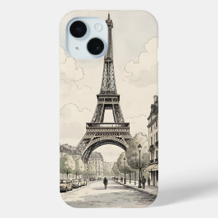 Vintage antique travel illustration of Paris iPhone 15 Case