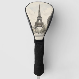 Vintage antique travel illustration of Paris Golf Head Cover