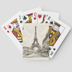 Vintage antique travel illustration of Paris Playing Cards