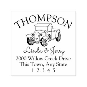 Vintage Antique Truck Address Self-inking Stamp
