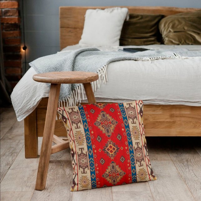 Vintage Antique Turkish Pale Gold Red Kilim Rug Cushion (Creator Uploaded)