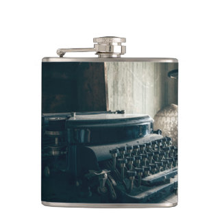Vintage Antique Typewriter Hip Flask