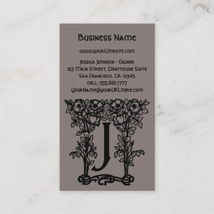 Vintage Antique Victorian Monogram Letter J Business Card