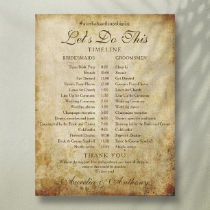 Vintage Antique Wedding Schedule Timeline Program