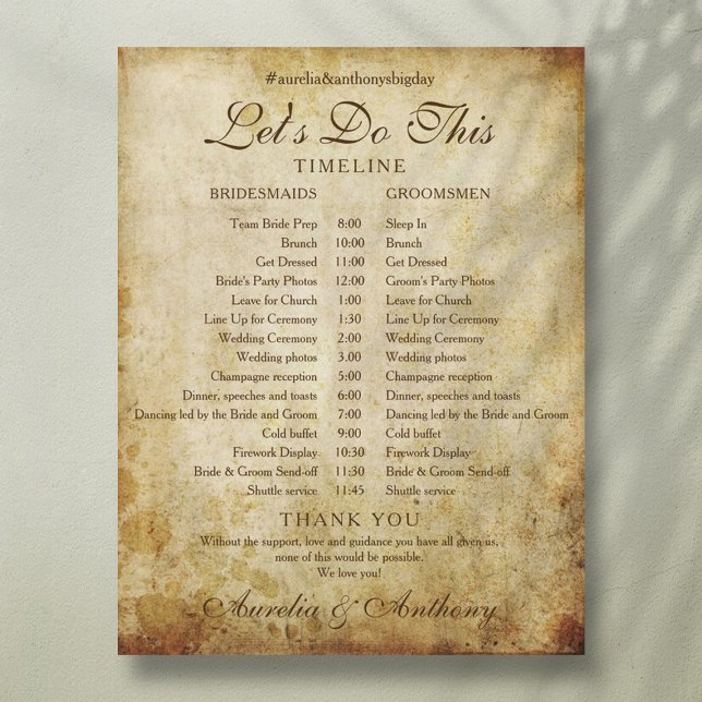 Vintage Antique Wedding Schedule Timeline Program (Creator Uploaded)