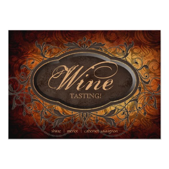 Vintage Antique Wine Party Tasting Leaf Card