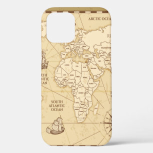 Vintage antique world map with countries boundarie iPhone 12 case