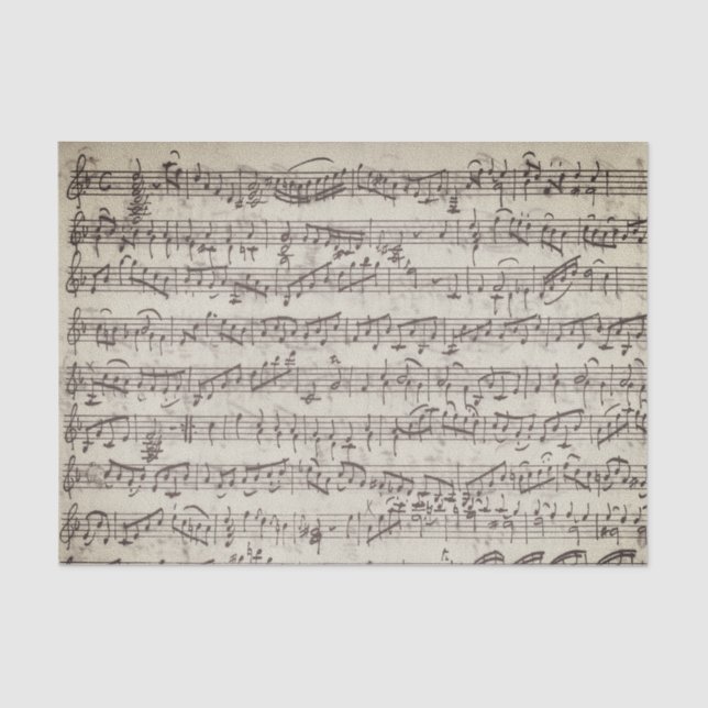 Vintage Antiqued Handwritten Music Notes  Tissue Paper (Front)