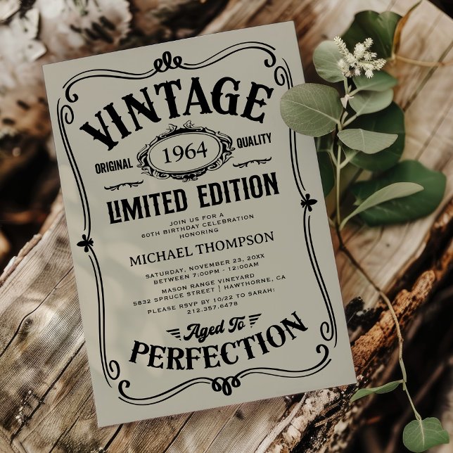 Vintage Any Age Adult Birthday Invitation (Creator Uploaded)