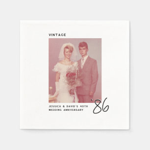 Vintage Any Year Wedding Anniversary Photo Napkin