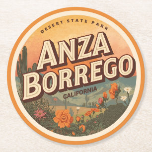 Vintage Anza Borrego Desert State Park desert gift Round Paper Coaster