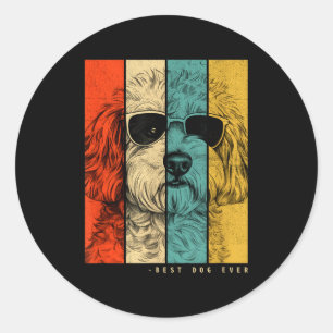 Vintage Ao Dog Mom Dad Kids Men Women Classic Round Sticker