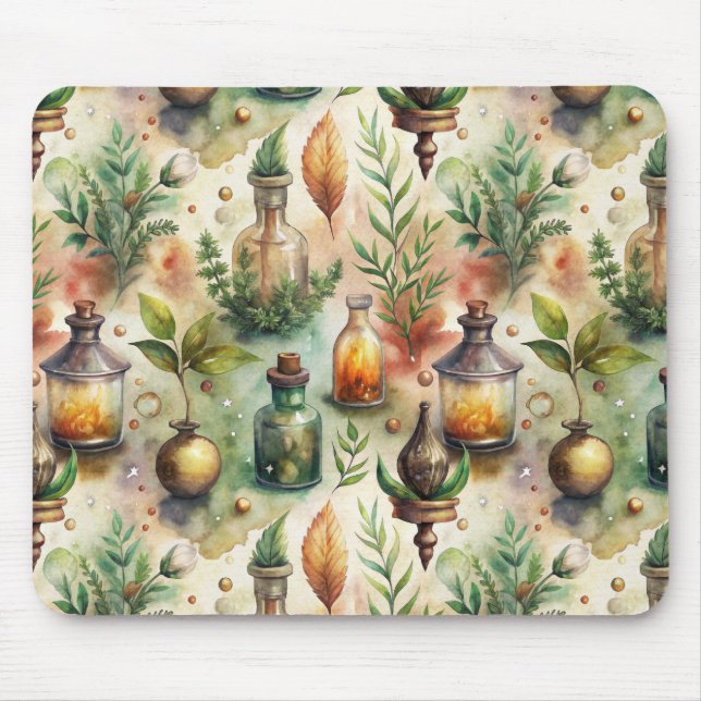 Vintage Apothecary Bottles Pattern (1) Mouse Pad (Front)