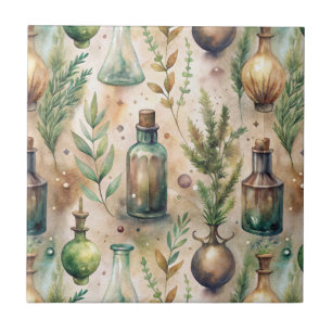 Vintage Apothecary Bottles Pattern (3) Ceramic Tile