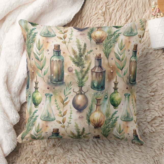 Vintage Apothecary Bottles Pattern (3) Cushion (Blanket)