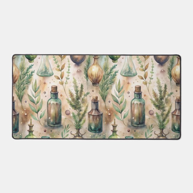 Vintage Apothecary Bottles Pattern (3) Desk Mat (Front)