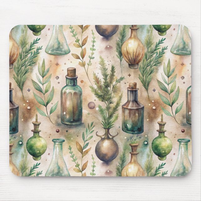 Vintage Apothecary Bottles Pattern (3) Mouse Pad (Front)