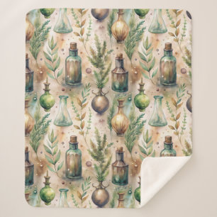 Vintage Apothecary Bottles Pattern (3) Sherpa Blanket