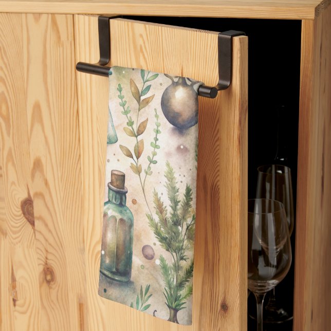 Vintage Apothecary Bottles Pattern (3) Tea Towel (Thirds Fold)