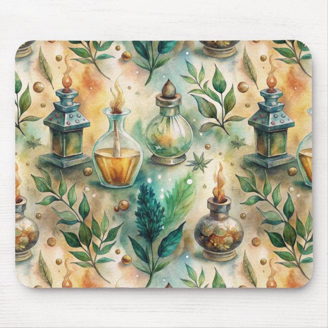 Vintage Apothecary Bottles Pattern (4) Mouse Pad (Front)