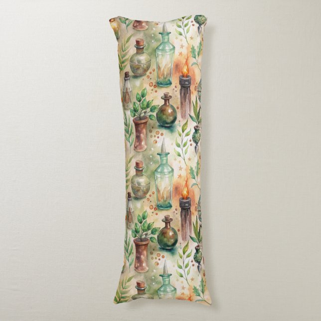 Vintage Apothecary Bottles Pattern (5) Body Cushion (Front Vertical)
