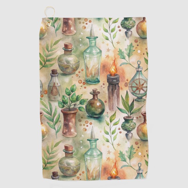 Vintage Apothecary Bottles Pattern (5) Golf Towel (Front)