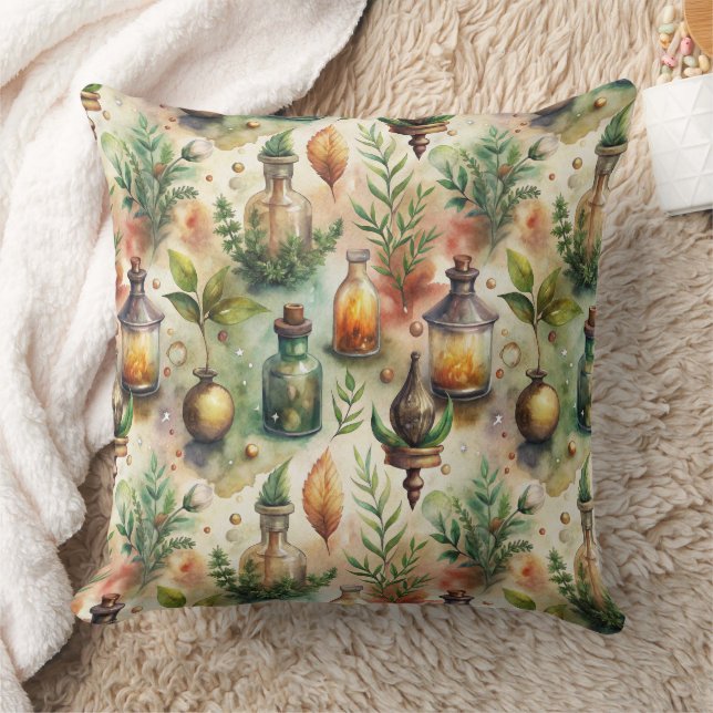 Vintage Apothecary Bottles Pattern Cushion (Blanket)