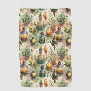 Vintage Apothecary Bottles Pattern Golf Towel