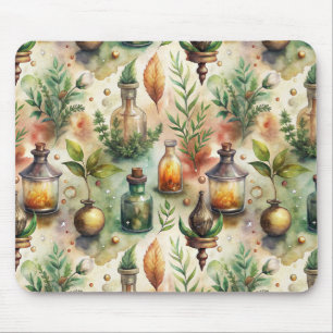 Vintage Apothecary Bottles Pattern Mouse Pad